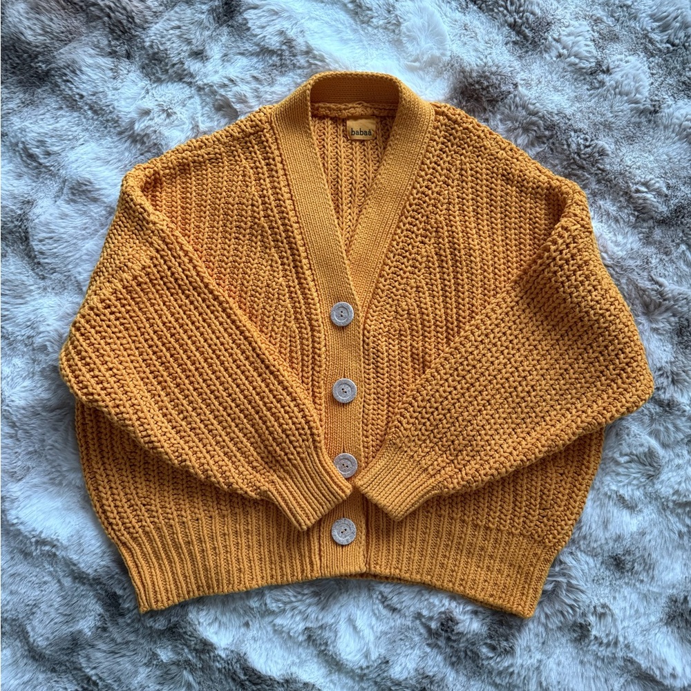 Babaa Cardigan No18 Yolk Mustard Yellow Cotton